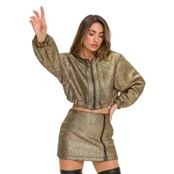 Jaqueta Bomber Metalic Gold Lança Perfume
