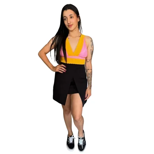 Top Renda Color Block Lança Perfume