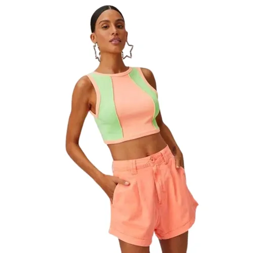 Blusa Canelada Cropped Sem Manga Lança Perfume