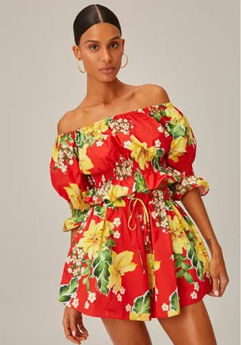 Blusa Ombro A Ombro Estampada Lança Perfume