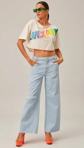 Calça Wide Leg Low Lança Perfume Jeans