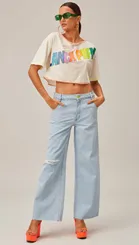 Calça Wide Leg Low Lança Perfume Jeans