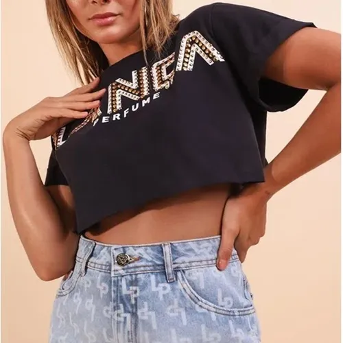 T Shirt Cropped com Tachas