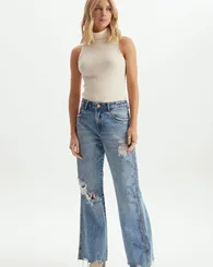 Calça Jeans Reta Relaxed High
