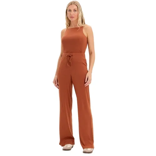 Calça Canelada Wide Leg Cintura Alta MY