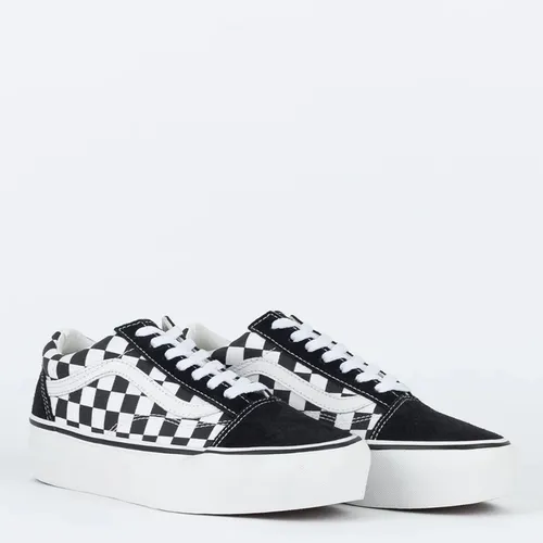 Tenis Old Skool Platform Checkerboard Black True White Vans