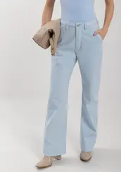 Calça Reta Em Sarja Com Elastano